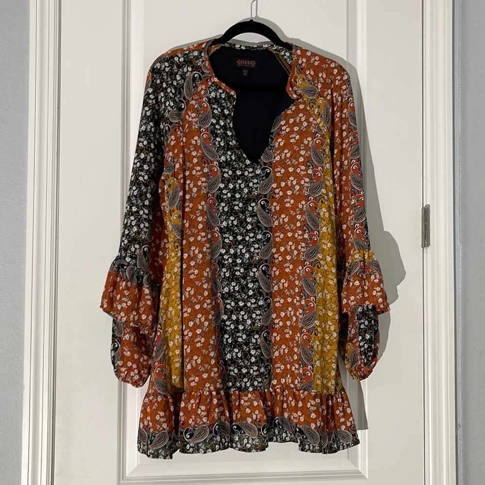 Paisley Print BoHo swing dress